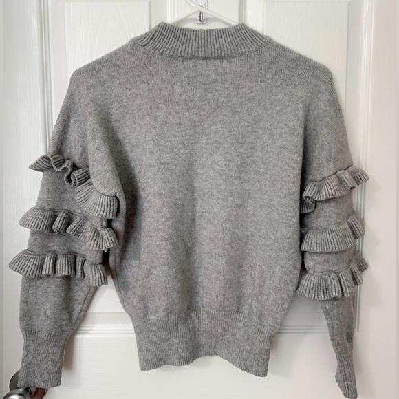 Elegant Gray Ruffle Sleeve Sweater - Picture 7 of 7